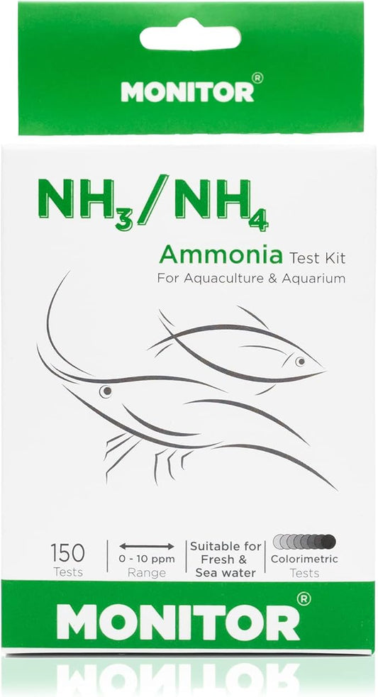 Monitor Ammonia Test KIT (150 Tests) - Monitor Aquarium and aquaculture Water Quality