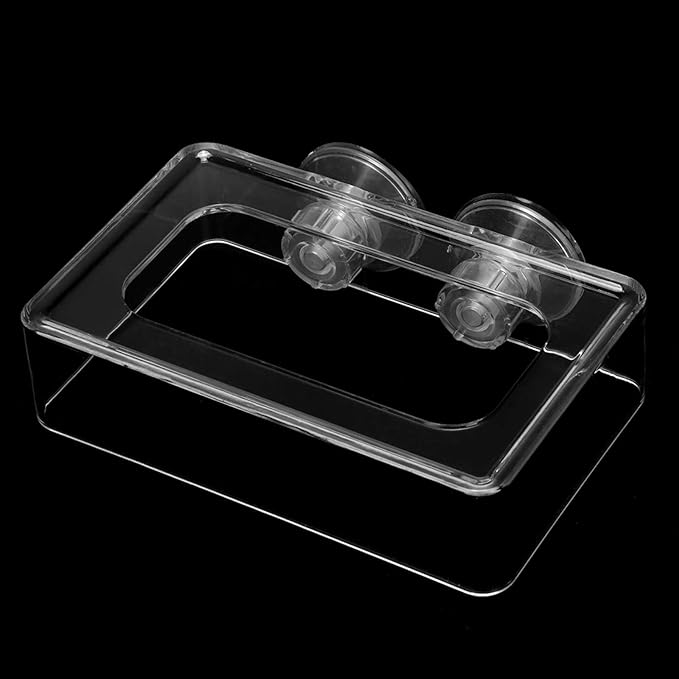 Aquarium Fish Feeding, Acrylic Floating Food Feeder with Suction Cup for Betta Goldfish Guppy, Prevent Food Scattering and Filter Clogging, 2 Sizes