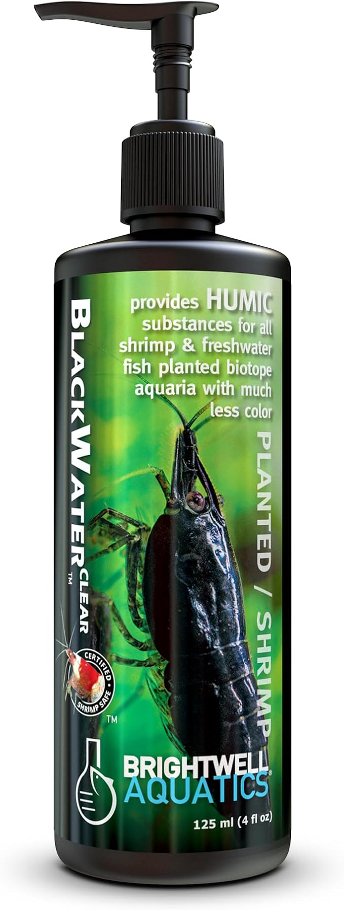 Brightwell Aquatics Shrimp BlackWaterClear Copper-Free Humic Fulvic Acid Enhances Freshwater Chemistry Boosts Nutrient Uptake Supports Spawning in Blackwater, 125 ml