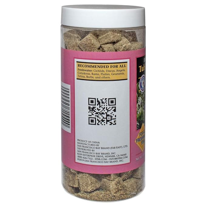 San Francisco Bay Brand Freeze-Dried Tubifex Worms Fish Food - All Natural High Protein Treat for Freshwater Fish, Cichlids, Discus, Angelfish, Catfish, Barbs - Bloodworms Fish Food - 1.84 oz (52g)