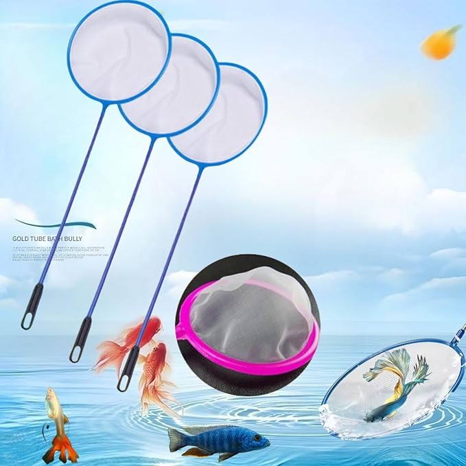 Aquarium Fish Net 30 PCS Cleaner Net Fish Tank Filter Nets High Density Fish Tank Mesh Nets, with Plastic Handle 5 Inches Diamete
