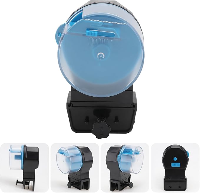Toddmomy Automatic Fish Tank Feeder Intelligent Aquarium Feeding Device for Fish and Turtles Blue Non-Battery Operated Pet Feeding Accessory