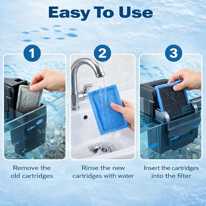 Hedday 12 Pack Aquarium Filter Cartridges for Aqua-Tech 30-60/20-40 Gallon Fish Tank Power Filter Replacement, EZ-Change #3 Fish Filter Cartridge
