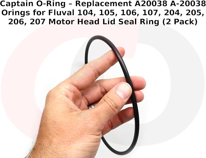 Captain O-Ring – Replacement A20038 A-20038 Orings for Fluval 104, 105, 106, 107, 204, 205, 206, 207 Motor Head Lid Seal Ring (2 Pack)
