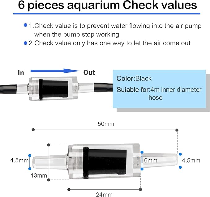 NestBasics 19.68 feet Black Aquarium Airline tubing 6 air Stone for Aquarium 6 Aquarium Check Value for Fish Tank 6 Aquarium Suction Cups 3 Each Aquarium air Controller and I T Hose connectors