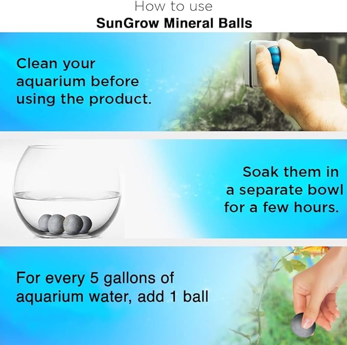 SunGrow Calcium-Rich Energy Balls, Fish Tank Cleaning Aid, Calcium Ball for Betta, AquariummDecor, Fish Activity Booster, Energy Source for Fish, Breeding Support, Betta Tank Accessories, 30 pcs