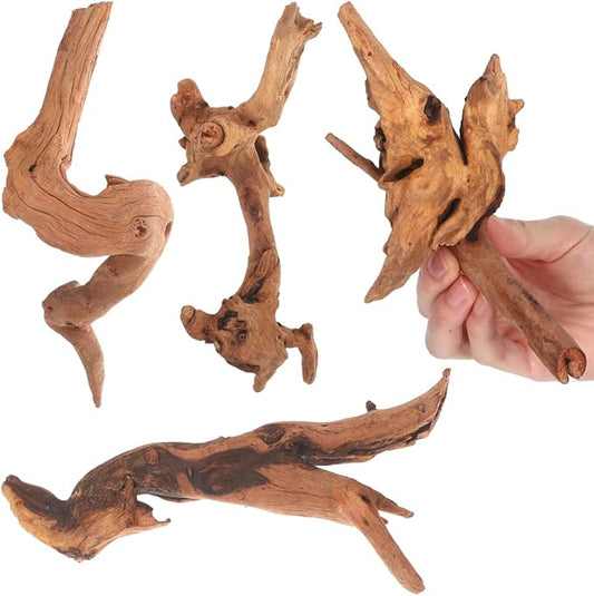 Toddmomy Aquarium Driftwood 4Pc Set 7.48In Natural Fish Tank Wood Decor for Freshwater Aquascaping Fish Cave and Hiding Spots