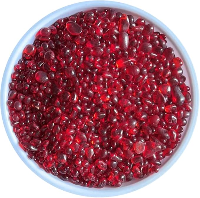KISEER Clear Glass Stone Bulk 1 LB Glass Beads Gems Marbles Pebbles Gravel Rock for Aquarium, Fish Tank, Garden, Vase Fillers, Succulent Plants Decor (Red)