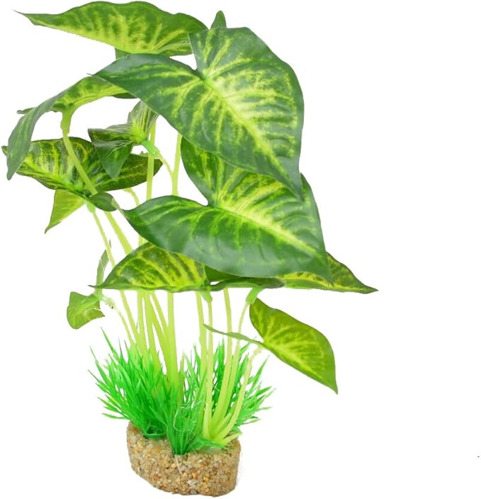 CNZ Aquarium Decor Fish Tank Decoration Ornament Artificial Plastic Plant Green, 9.5-inch