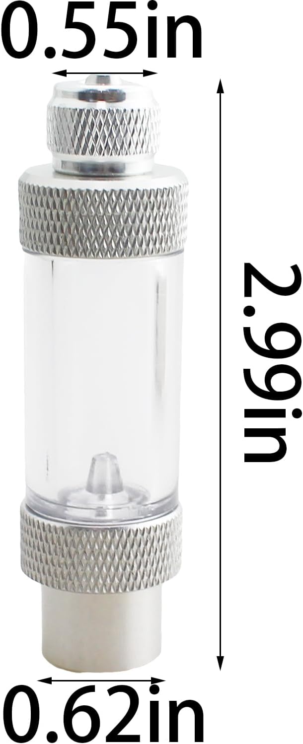 TAODAN Silver Aquarium Carbon Dioxide Single Head Bubble Counter with Built in Check Valve for Generator Regulators