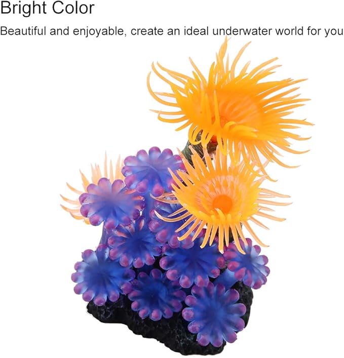 Silicone Artificial Coral, Yellow Decor for Fish Tank Ornament