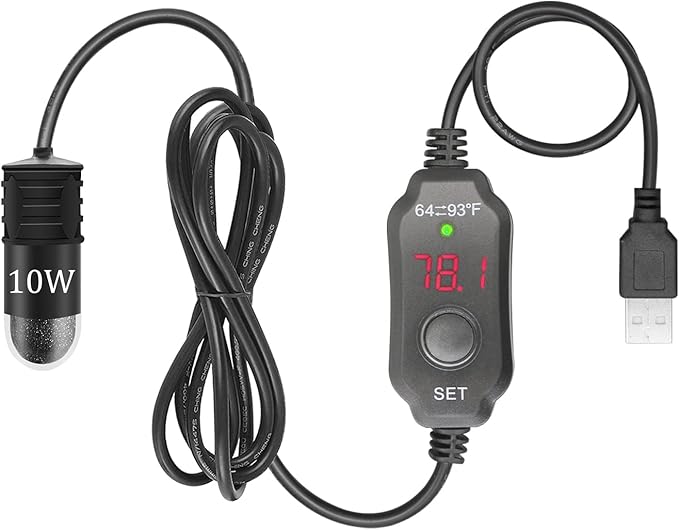 YOFOTHS Adjustable Mini Aquarium Heater 0.5/1/2/3 Gallon Submersible Small Fish Tank Heater 10W/20W/30W Digital Display Thermostat External Temperature Controller