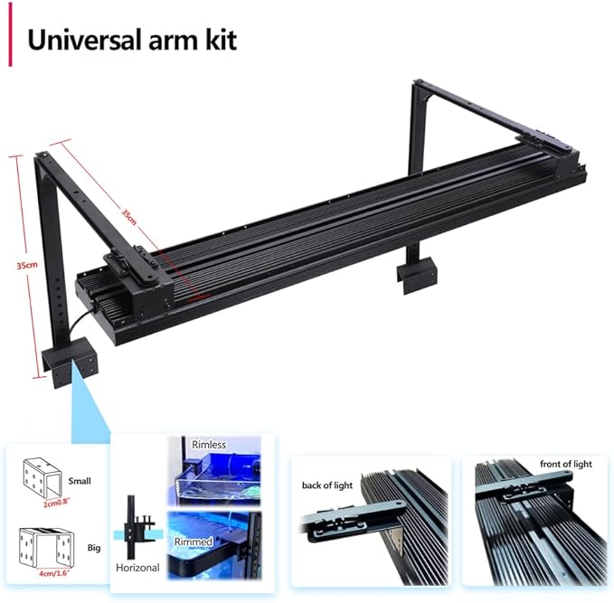PopBloom H75 WiFi 2PCS Reef Marine LED Light with Arm, Full Spectrum Aquarium LED Light for 180cm 6ft 72inch Saltwater Coral Reef Marine Aquarium Fish Tank, Programmable 4 Channels, Smart APP Control