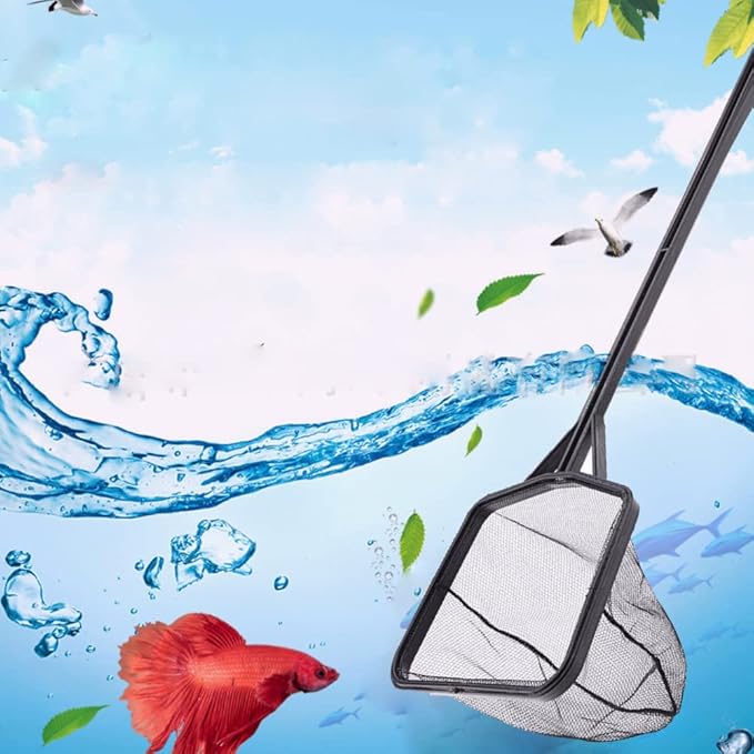 Aquarium Fish Net, Lightweight Nylon Aquarium Shrimp Net Fish Fishing Net Fish Net Mesh Fish Catching Mesh Tool with Plastic Handle
