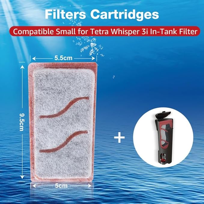 12 Pack Small Filter Cartridges Compatible with Tetra Whisper Bio-Bag Filter Small Replacement Filter Cartridges Compatible with Tetra Whisper 3i Internal Filters
