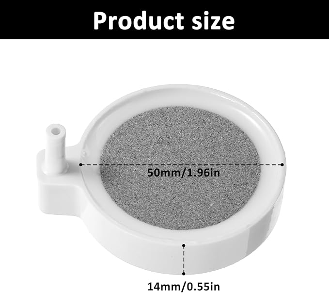 2 Inch Fish Tank Nano Air Stone, Nano Fish Tank Bubbler, High Dissolved Oxygen Diffuser, Ultra Quiet Airstone, Aquarium Bubbler for 5 to 30 Gallon Tanks(No Air Pump and Air Tube)