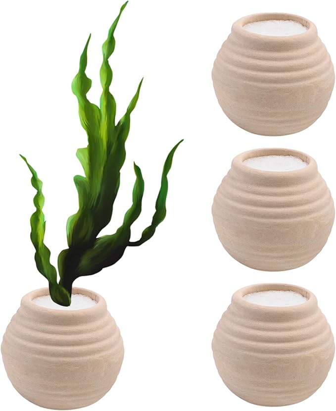 4 PCS Aquatic Plants Fixed Ring Set, Anti-Floating Ceramic for Fixing Water Plants Fish Tank Landscaping Ornaments Aquarium Decoration (White)