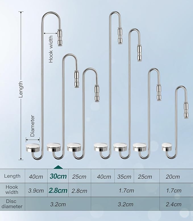 Aquarium Stainless Steel CO2 Diffuser Widen Hook, DCW300-30