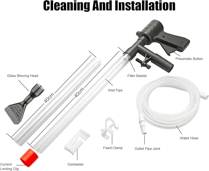 Asixxsix Aquarium Gravel Cleaner, Semi Automatic Aquarium Siphon Vacuum Cleaner Multifunctional Fish Water Changer for Sand Washing, Change Water Fast, Easy to Install