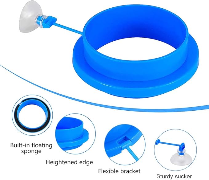 Fish Feeding Ring, Floating Food Feeder, Thicken Round Desgin, for Flakes, Floating Fish Foods, Reduces Waste and Maintains Water Quality, for Guppy, Betta, Goldfish Etc