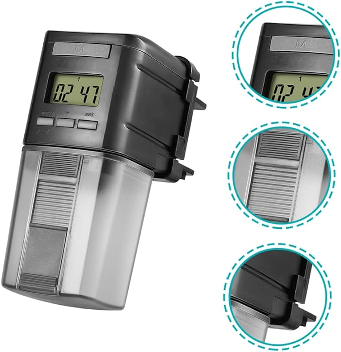 COLLBATH 1pc Automatic Adjustable Fish Feeder Electric Auto Food Dispenser for Aquariums Convenient Installation Energy Saving for Flake Powder Fish Food