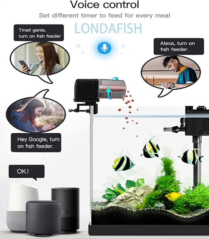 LONDAFISH Fish Feeder, Plastic, Multiple Pets