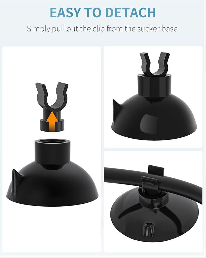 Pawfly Aquarium Suction Cup Clips for Standard 3/16" ID Airline Tubing Black Air Hose Holder Clamp Accessories for Fish Tank Aeration Setup, 30 Pack