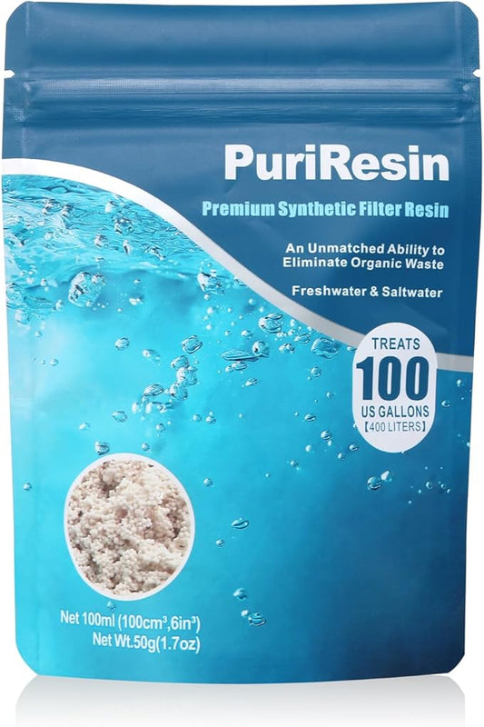 IOAOI PuriResin Aquarium Filter Media, Organic Filtration Resin, for Freshwater and Saltwater Fish Tank, Removes Driftwood Tannins, 100 ml