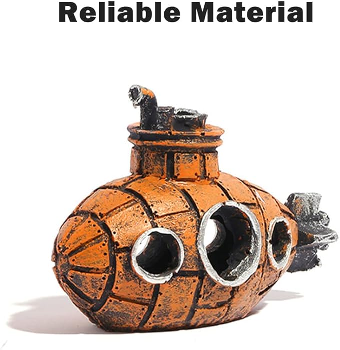 Resin Submarine Ornament: Safe Multi-Level Hideout + Spawning Caves for Aquariums, Boosts Cherry Shrimp Breeding Success, Protects Small Fish & Crabs (Fresh/Saltwater)
