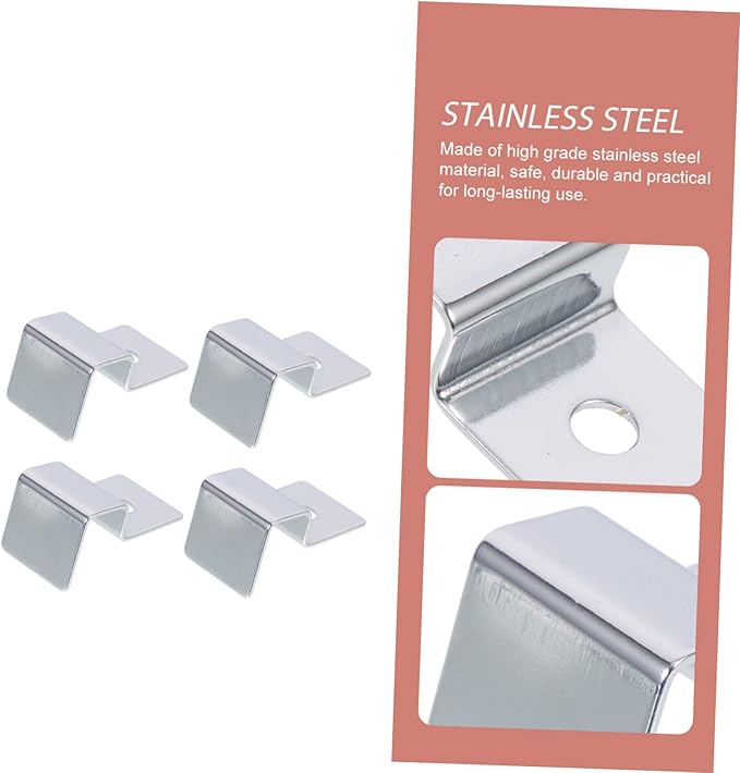 BESPORTBLE 8pcs Stainless Steel Fish Tank Lid Holder Clips Aquarium Glass Cover Support Brackets for Rimless Aquariums Elegant Design for Fish Tank Accessories
