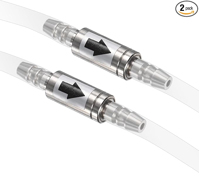 M METERXITY 2-Pack CO2 Check Valve Aquarium, One Way Stainless Steel Check Valve for Aquarium Co2 System Diffuser/High Power Air Pumps/Fish Tank, Non-Return Aquarium Air Valve