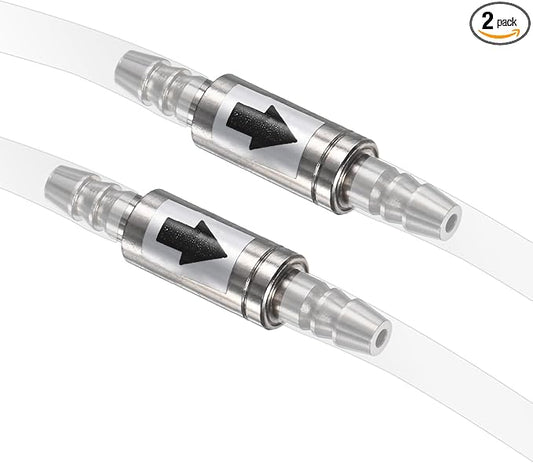 M METERXITY 2-Pack CO2 Check Valve Aquarium, One Way Stainless Steel Check Valve for Aquarium Co2 System Diffuser/High Power Air Pumps/Fish Tank, Non-Return Aquarium Air Valve
