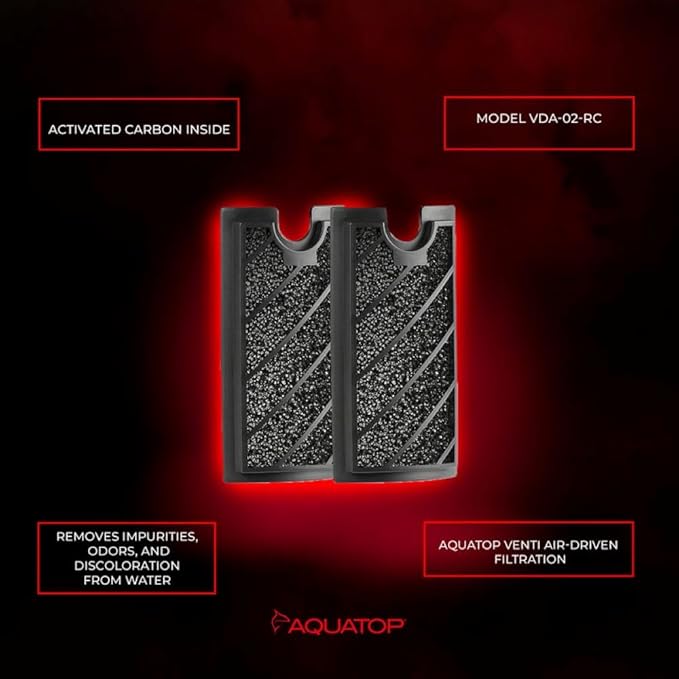 Aquatop Replacement Carbon Cartridge for Venti VDA-02, 03, & 04 – Controls Toxins & Odors – Easy to Install – for Freshwater & Saltwater – Pack of 2