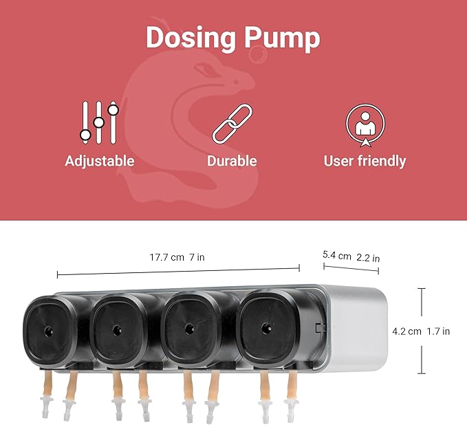 Chihiros Aquarium Dosing Pump - Precision Dosing Pumps for Reef Aquariums - Ideal for Reef Dosing Supplements and Water Treatments - 12V DC Dosing Pump for Aquarium Tanks