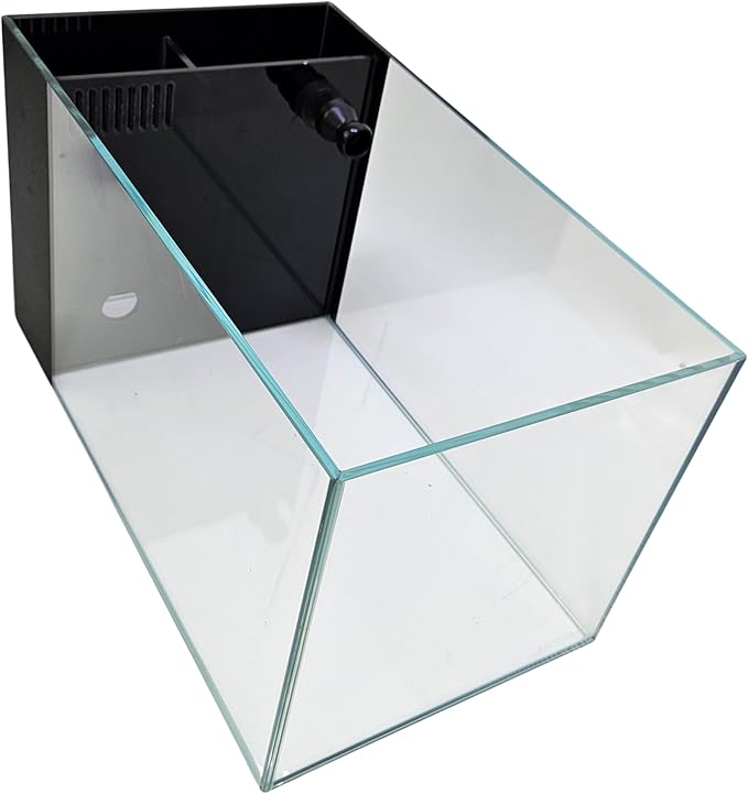 LIFEGARD Low Iron Ultra Clear 4 Gallon Crystal Aquarium with Built in Side Filter – Rimless Glass, 45° Beveled Edge, Peninsula Style with Directional Jet Flow