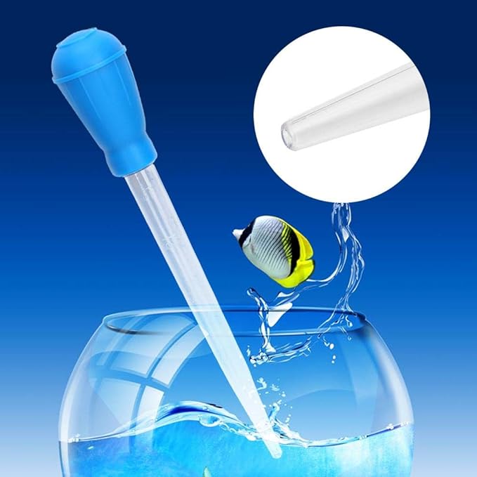 Fish Pipette Dropper, Aquarium Dropper Mini Manual Water Changer Aquarium Gravel Cleaner Waste Remover Changer Aquarium Dropper Pipette Feeder Water Transfer(Blue)