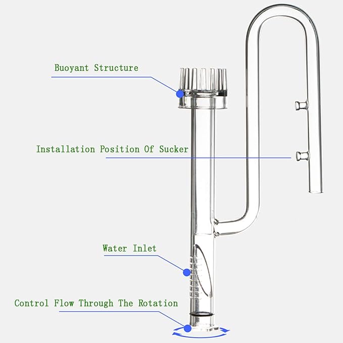 Hamiledyi Aquarium Glass Lily Pipe Set Lily Surface Skimmer Inflow and Lily Outflow for Aquarium Filter Tubing Freshwater Fish Planted Aquarium Tank