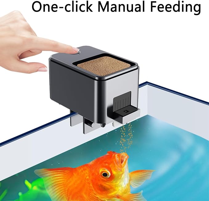 WiFi Automatic Fish Feeder for Aquarium, Food Dispenser for Fish Tank with App Control, USB Powered, Suitable for Small Tank Pelleted Food, Black