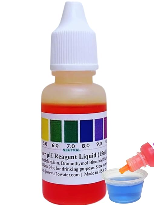 Water pH Level Test kit, Alkaline, Tap, and Drinking Water (WHT/100-125 Tests) 0.50 Fl Oz, More Accurate Than Test Strips, Made in USA, by A2O Water