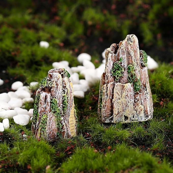 Opexicos 7Pcs Micro Landscape Accessories Resin Rockery and House Crafts Ornaments Sand Table Supplies Aquarium Accessories