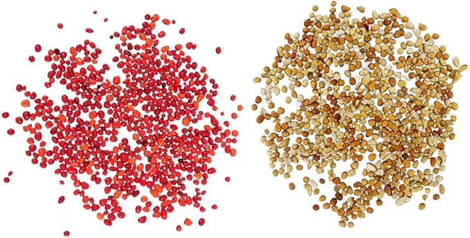 2 Sets Aquarium Gravel Decor with Natural Colored Glass Sand, 250g China Red + 250g Amber Substrate for Fish Tank and Terrarium Landscaping
