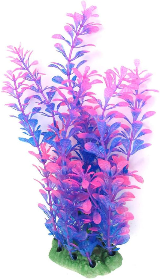 Ruilogod 21.7cm Blue Pink Plastic Grass Decor for Fish Tank (id: ad3 d14 161 314 786