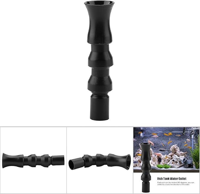 Yctze Adjustable Duck Flat Nozzle - 360° Rotating Water Outlet Tube for Aquarium Fish, Suitable for Saltwater and Freshwater Aquariums, 1/2 Inch Flexible, Fish and (Round