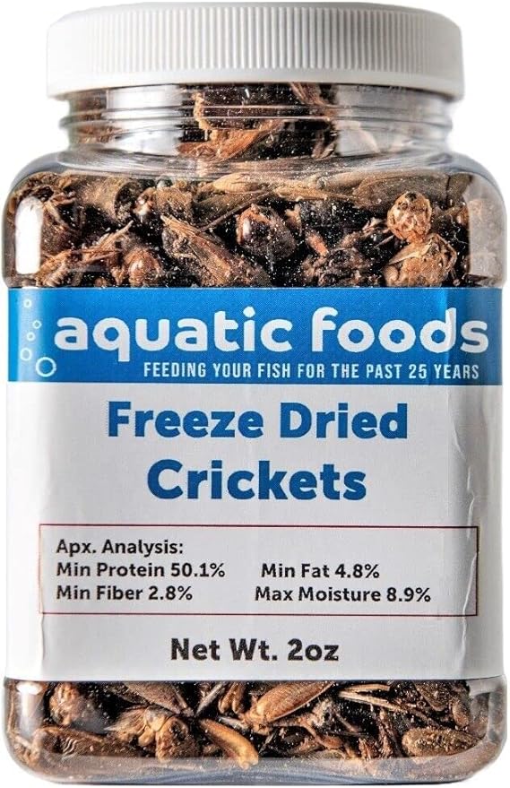 Crickets - Freeze Dried Crickets for Tropical Fish, Reptiles, Turtles, Tortoises Frogs, Hamsters, Birds, Rodents…2oz Small Jar