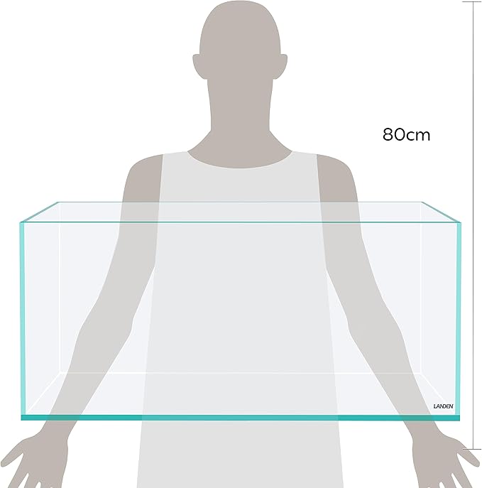 LANDEN 75S 22.1 Gal Shallow Tank, Shallow Fish Tank, Rimless Low Iron Tank, Bookshelf Aquarium W29.5×D17.7×H11 in(75x45x28cm); 8mm Thickness Aquascape Fish Tank, Black Leveling Mat Included