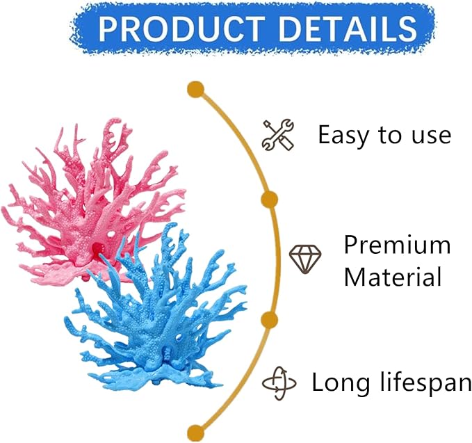 3 Pcs Aquarium Coral Reef Decor Charming Fish Tank Coral for Fish Tank Decorations(Blue, White, Pink)