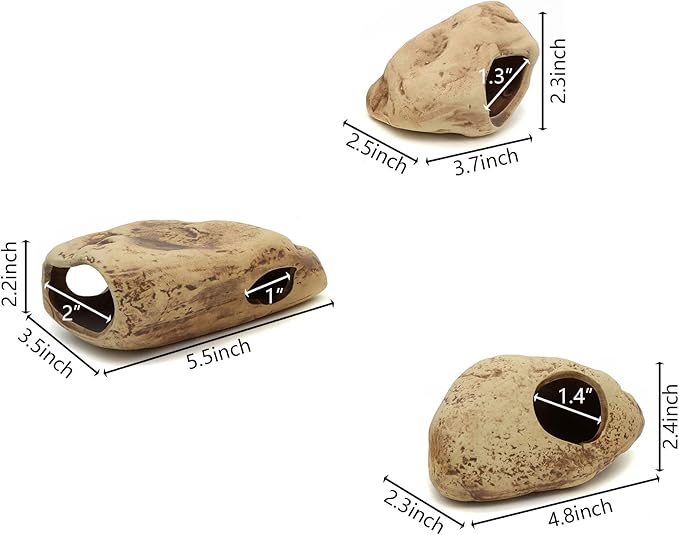 ALEGI Stackable Aquarium Ceramic Decorations Rock Caves,Betta Fish Tank Decor Accessories,Hideaway for Shrimp Cichlid Hiding Breeding Spawning (Set of 3)