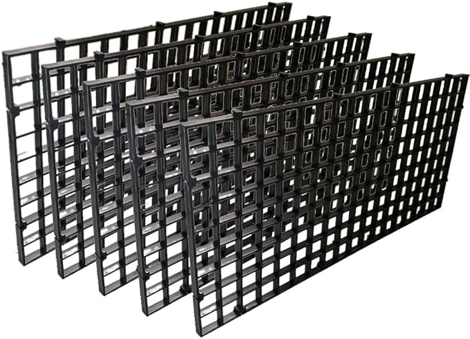 5 Pcs Aquarium Divider Tank Divider Panel Adjustable Plastic Bottom of Fish Tank Isolation for Shrimp Guppy Separation Easy to Cut Install with 10 Pcs Sucker (Black)