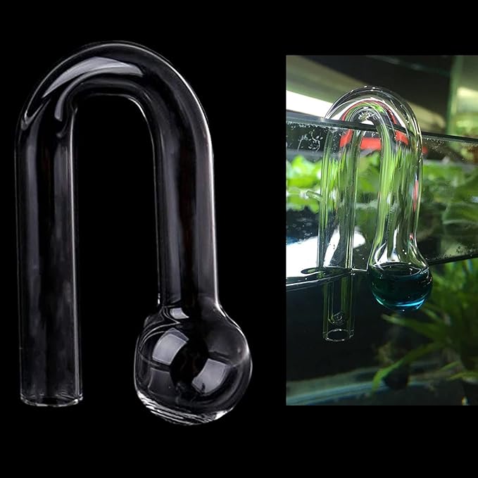1PCS CO2 Drop Checker J Shape Glass Hang On Monitor CO2 Indicator for Aquarium Planted Fish Tank