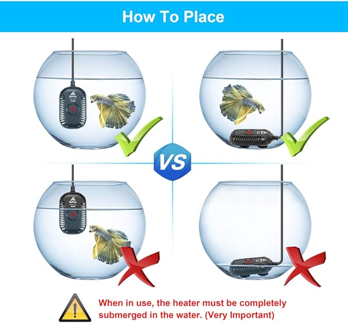 DaToo Small Aquarium Heater 50W Mini Fish Tank Heater 50 Watt Submersible with LED Temperature Display